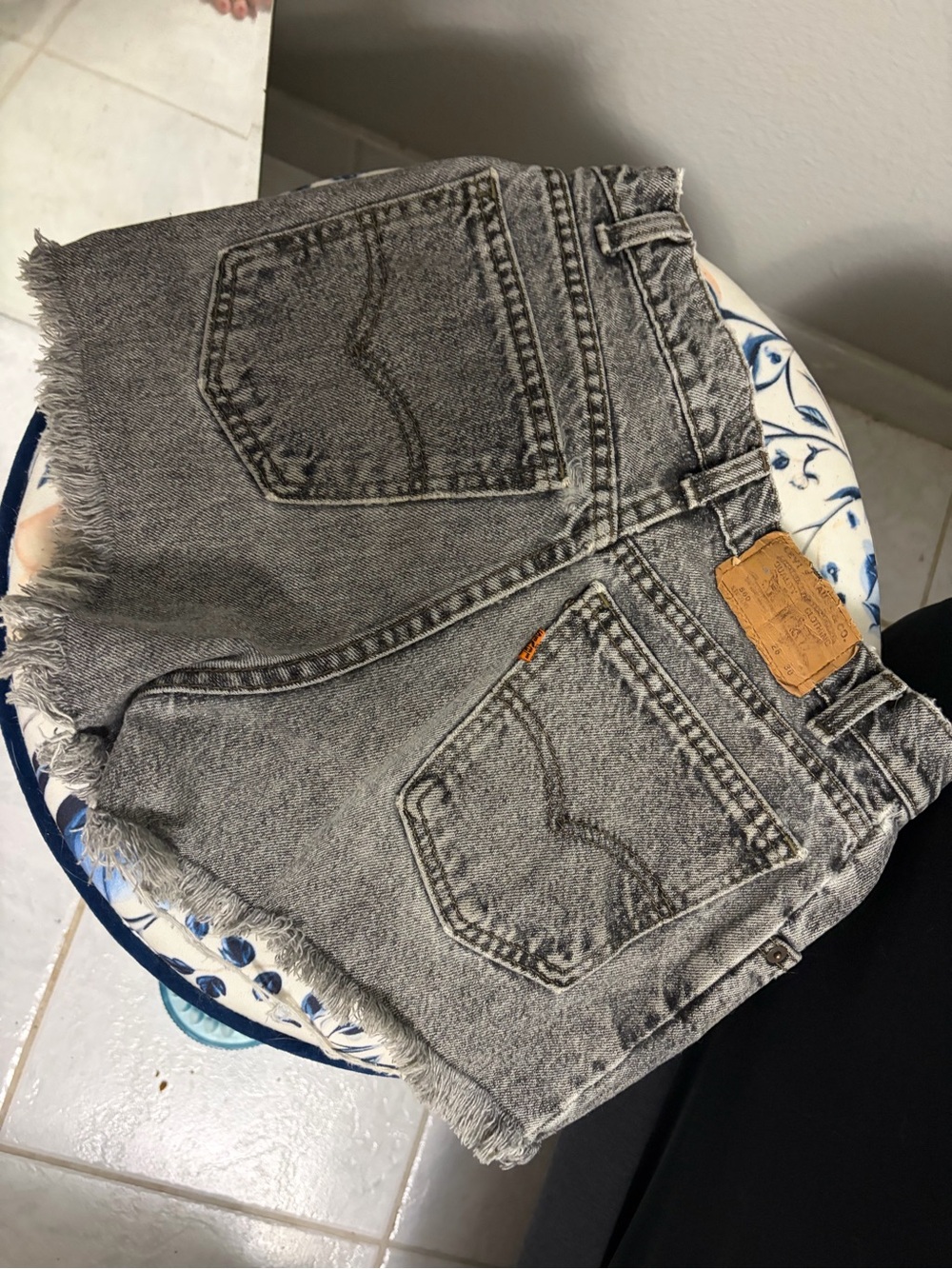 Levi's Gray/Black Washed Denim Cutoff Shorts